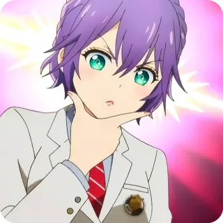 🤔 anime, dziewczyna, fioletowe włosy, mundurek szkolny, słodki, kreskówka telegram sticker