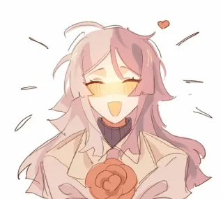 😊 Anime, Gadis, Imut, Bunga, Hati, Ilustrasi telegram sticker