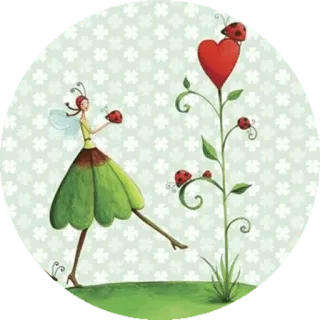 ❤ 仙女, 瓢虫, 自然, 心, 三叶草 telegram sticker