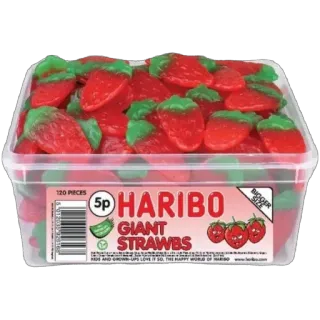🫥 5p HARIBO GIANT STRAWBS haribo, giant strawbs, candy, sweets, food, strawberry, gummy, confectionery telegram sticker