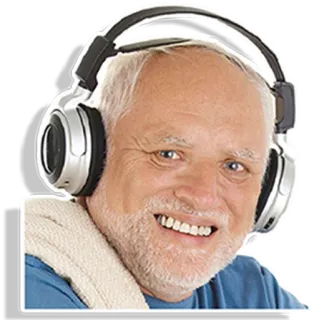 🎧 Hide the Pain Harold Мем, Интернет, Стоковое фото, Гарольд, Улыбка, Наушники telegram sticker