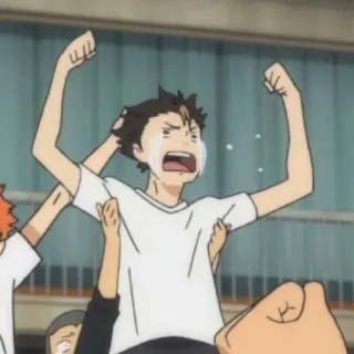 🙀 Nishinoya Yuu Haikyuu!! Anime, Haikyuu, Nishinoya Yuu, Świętowanie, Sport, Siatkówka telegram sticker