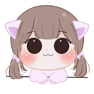 😇 chibi, schattig, anime stijl, cartoon, kawaii, kattenoren, meisje telegram sticker