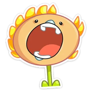 😮 flor, dibujo animado, planta, personaje, divertido, lindo whatsapp sticker