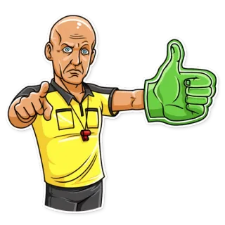 👍 árbitro, deportes, pulgar arriba, dibujos animados, juez, oficial whatsapp sticker