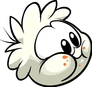 😋 puffle, club penguin, puffle bianco, animale, animale domestico, cartone animato telegram sticker