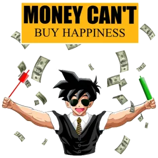🤑 MONEY CAN'T BUY HAPPINESS money, happiness, finance, stock market, anime telegram sticker