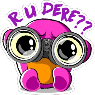 🧐 RU DERE?? 귀여운, 만화, 눈, 표정, 쌍안경 telegram sticker