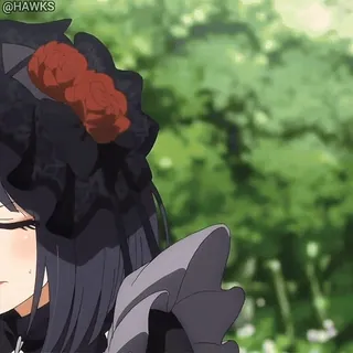 🤩 @HAWKS Anime, Mädchen, schwarze Haare, rote Rosen, Natur, im Freien telegram sticker
