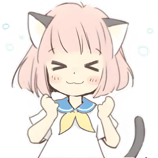 🤗 อนิเมะ, แมว, น่ารัก, คาวาอิ, ผู้หญิง, ตัวละคร whatsapp sticker