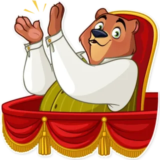 👏 หมี, ปรบมือ, เสียงปรบมือ, การ์ตูน, โรงละคร, ผู้ชม telegram sticker