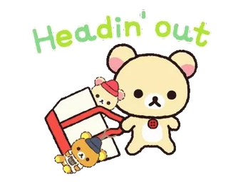 🌸 Headin' out медведь, милый, мультфильм, общительный, каваий, животные telegram sticker