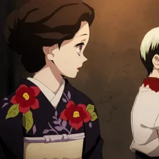 🎏 anime, kimono, woman, flowers, japanese telegram sticker