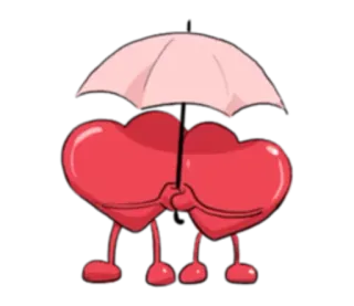 🏖 corazones, paraguas, amor, dibujos animados, San Valentín telegram sticker