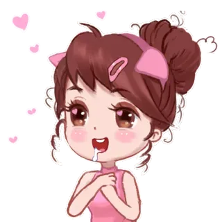 😍 Мультфильм, Каваи, Девочка, Милый, Сердечки, Розовый, Чиби telegram sticker