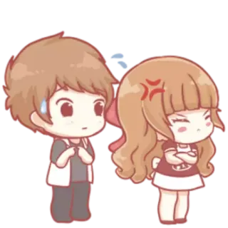 💢 cartoon, angry, couple, love, relationship, cute telegram sticker