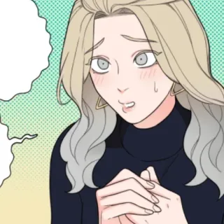 🪶 mujer, dibujo animado, personaje, expresión, preocupada whatsapp sticker