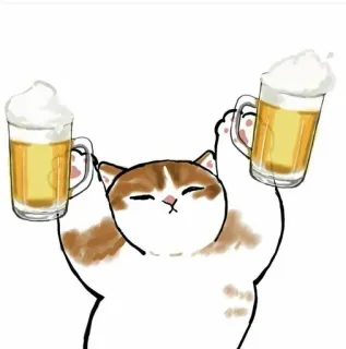 💗 kot, piwo, napój, zwierzę, słodki, kreskówka telegram sticker