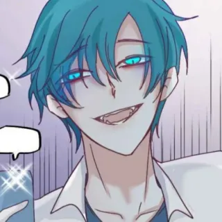 🦕 Anime, Manga, Charakter, Illustration, blaue Haare, Vampir whatsapp sticker