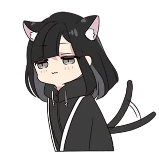 ☺️ gato, anime, dibujos animados, lindo, orejas de gato, cola de gato whatsapp sticker