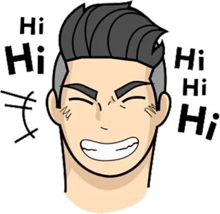 😜 Hi Hi Hi Hi greeting, hi, man, cartoon, friendly telegram sticker