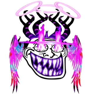 😙 โทรลล์เฟซ, ปีศาจ, นางฟ้า, เขา, ปีก telegram sticker