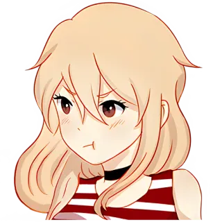 🤨 Аниме, Девушка, Мультфильм, Блондинка, Милая, Дуется, Стикер telegram sticker