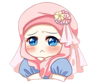 😞 Hijab, Muslim, Mädchen, Chibi, Cartoon, Anime, Süß telegram sticker