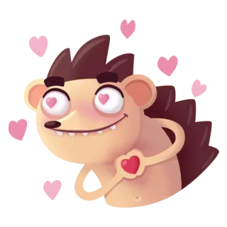 🥰 erizo, amor, dibujos animados, animal, corazón, lindo, pegatina telegram sticker