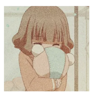 😣 Anime, Mädchen, Teddybär, Traurig, Süß, Kawaii, Ästhetisch telegram sticker