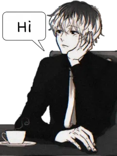 🖤 Hi อนิเมะ, ผู้ชาย, กาแฟ, สวัสดี, สวัสดี telegram sticker