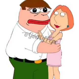 🐸 Peter Griffin, Pepe the Frog Family Guy @GodOfPepe Peter Griffin, Les Griffin, Pepe la grenouille, Meme, Dessin animé, Drôle, Parodie telegram sticker