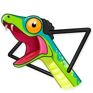 😨 cobra, animal, réptil, verde, desenho animado telegram sticker