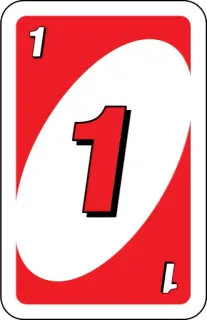 ❤️ 1 card, uno, number, red, game whatsapp sticker