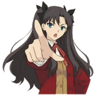 😠 Rin Tohsaka Fate/stay night anime, cartoon, character, female, mage, fate, rin tohsaka whatsapp sticker