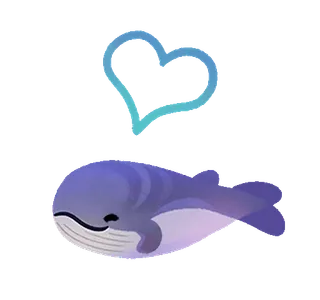 🐬 cá voi, trái tim, dễ thương, động vật, biển telegram sticker