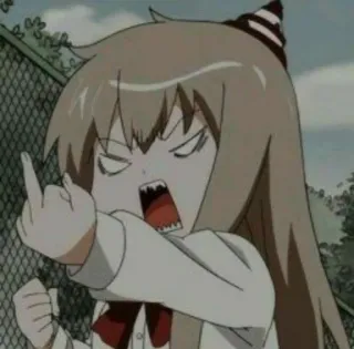 🖕 anime, girl, middle finger, offensive gesture, cartoon whatsapp sticker