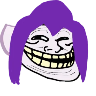 😆 meme, trollface, internet meme, purple hair whatsapp sticker