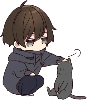 😊 Anime, Jongen, Kat, Schattig, Chibi, Illustratie telegram sticker