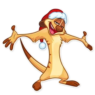 😎 Timon cartoon, meerkat, christmas, holiday, funny, festive telegram sticker