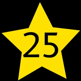 2⃣ 25 bintang, kuning, nomor telegram sticker