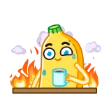 😬 ズッキーニ, 火, 漫画, 野菜, 食べ物 telegram sticker