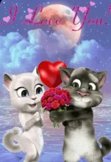 🌟 Talking Tom Talking Tom and Friends I Love You! Talking Tom, Angela, Love, Heart, Cats, Romance, Animated, Digital Art telegram sticker