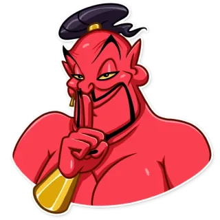 🤫 Jafar Aladdin 迪士尼, 反派, 贾方, 阿拉丁, 卡通, 精灵, 红色, 嘘 telegram sticker