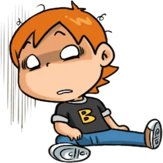 😳 Cartoon, Figur, Kind, Illustration, Aufkleber, Erschöpft telegram sticker