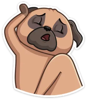 😲 dog, pug, sad, tired, emoji, cartoon, animal telegram sticker