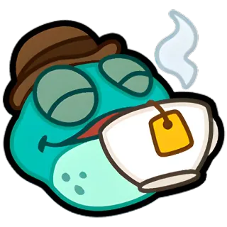 ☕️ frog, tea, drinking, hat, relaxation telegram sticker