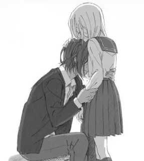 🌟 Anime, Cặp đôi, Tình yêu, Đồng phục học sinh, Ôm telegram sticker