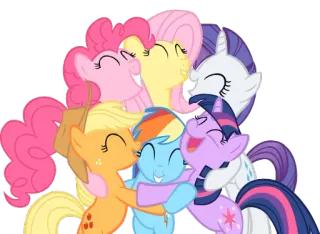 😙 My Little Pony friendship, cartoon, ponies, hug, friendship is magic telegram sticker