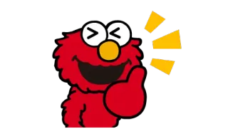 😝 Elmo เอลโม, เซซามีสตรีท, ยกนิ้วโป้ง, เชิงบวก, การ์ตูน telegram sticker